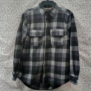 Outdoor Life Thick Heavy Soft Fleece Black & Gray Button Up